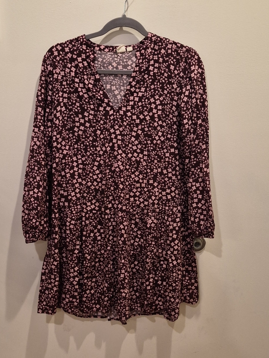 Dresses & Skirts - Womens Pink Floral V-Neck Long Sleeve Tunic Top